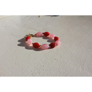 Bracelet Inès rouge rose