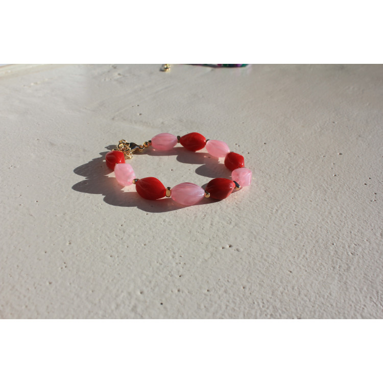Bracelet Inès rouge rose