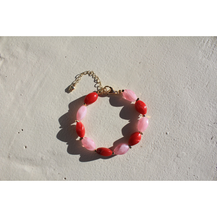 Bracelet Inès rouge rose