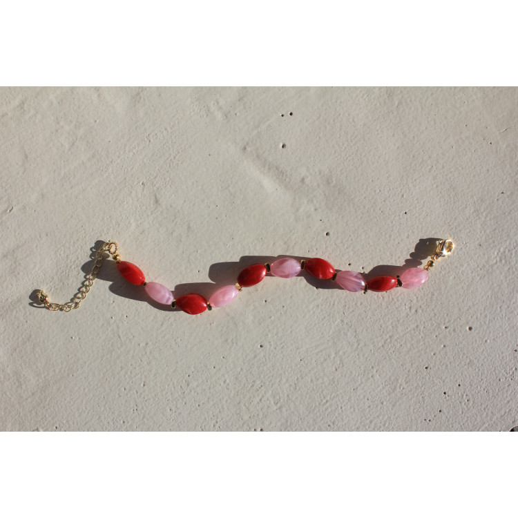 Bracelet Inès rouge rose