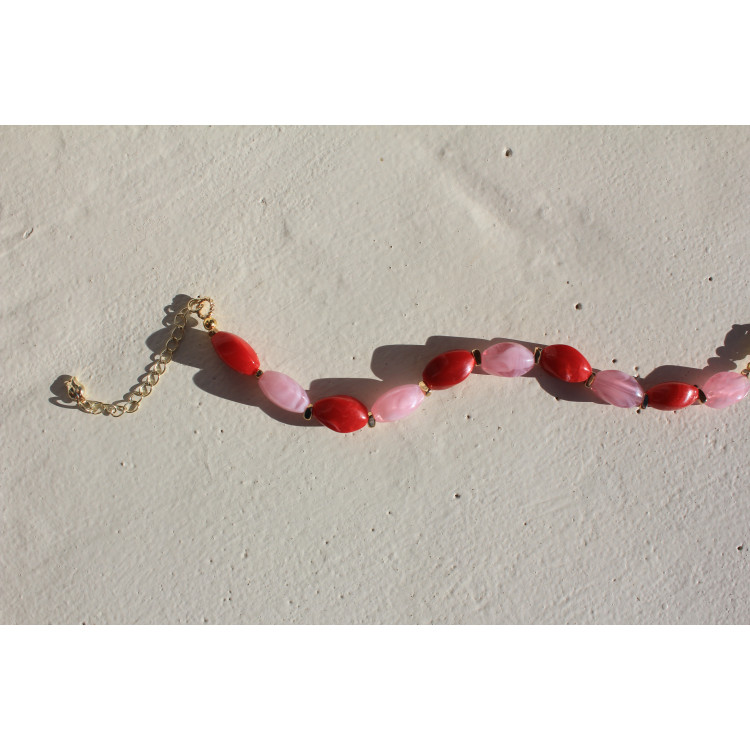 Bracelet Inès rouge rose