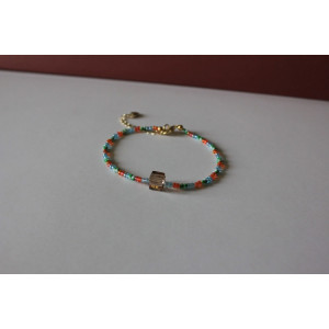 Bracelet Lucienne (vert rayé, orange et bleu)