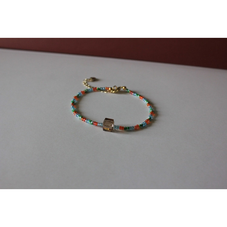 Bracelet Lucienne (vert rayé, orange et bleu)