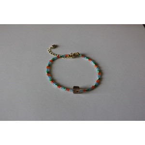 Bracelet Lucienne (vert rayé, orange et bleu)