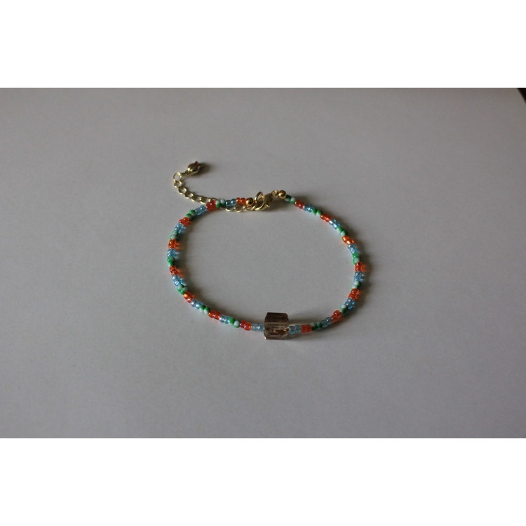 Bracelet Lucienne (vert rayé, orange et bleu)