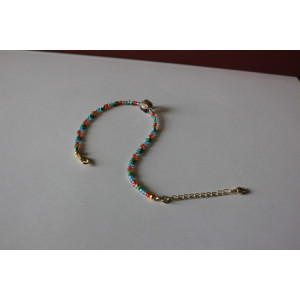 Bracelet Lucienne (vert rayé, orange et bleu)