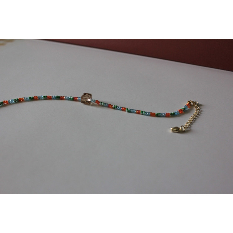 Bracelet Lucienne (vert rayé, orange et bleu)