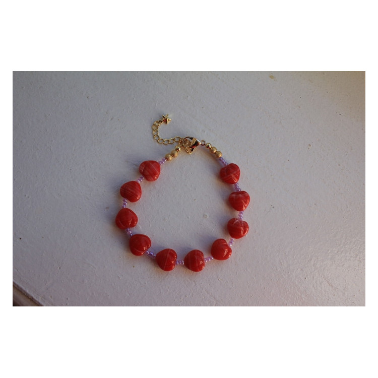 Bracelet Valentina rouge et mauve