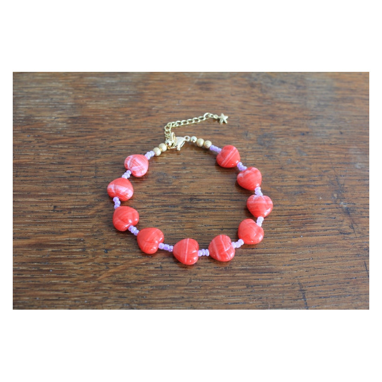 Bracelet Valentina rouge et mauve