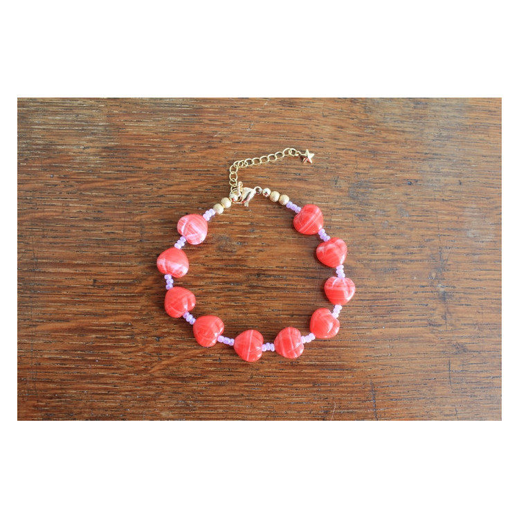 Bracelet Valentina rouge et mauve