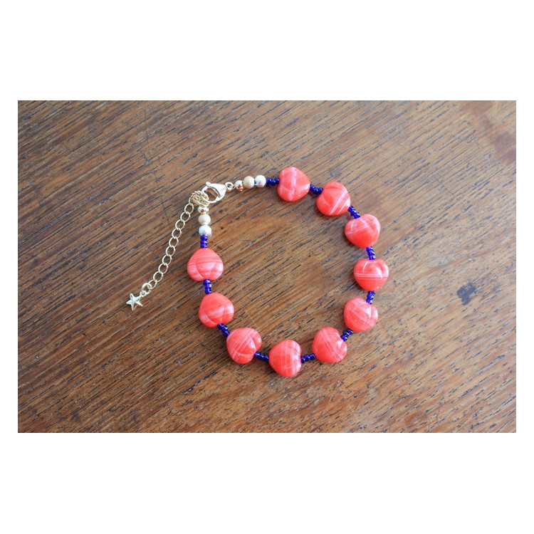 Bracelet Valentina rouge et marine