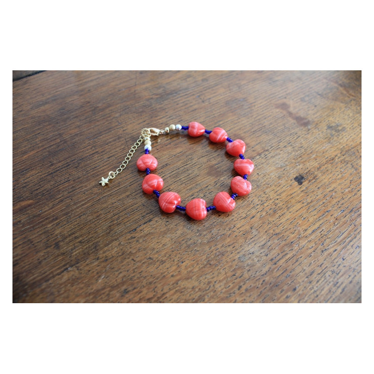 Bracelet Valentina rouge et marine