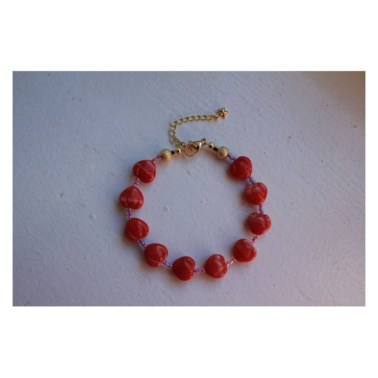 Bracelet Valentina rouge et rose