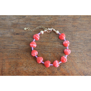 Bracelet Valentina rouge et rose
