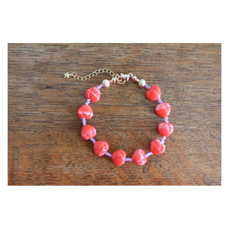 Bracelet Valentina rouge et rose