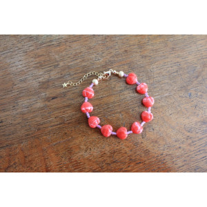 Bracelet Valentina rouge et rose
