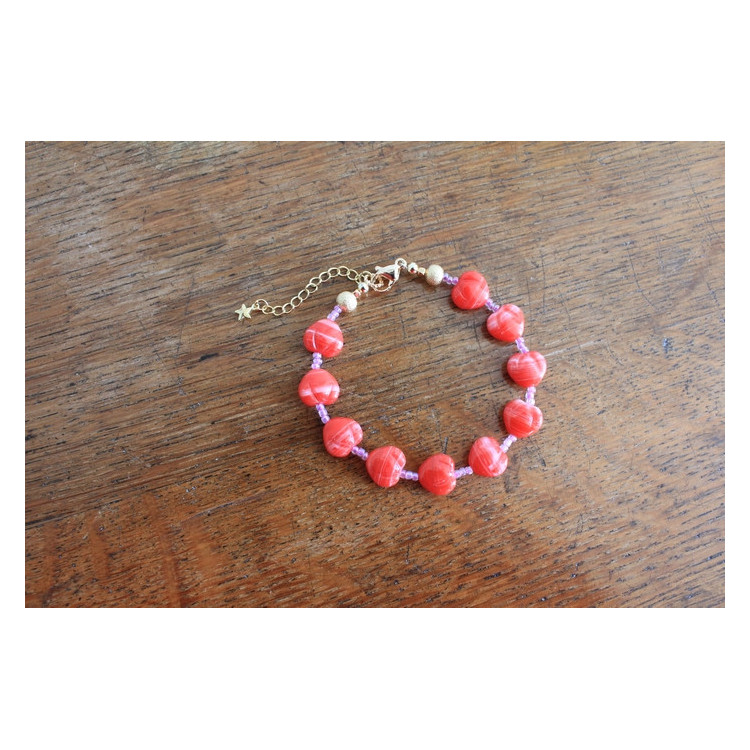 Bracelet Valentina rouge et rose
