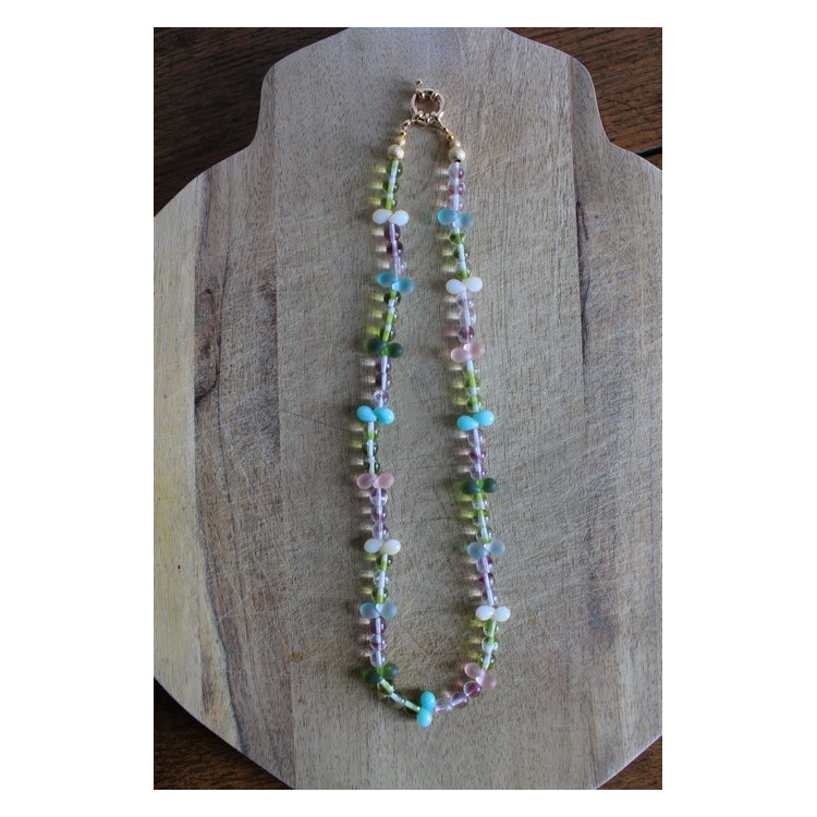 Nouvelle collection Primavera - Collier Frida turquoise et rose