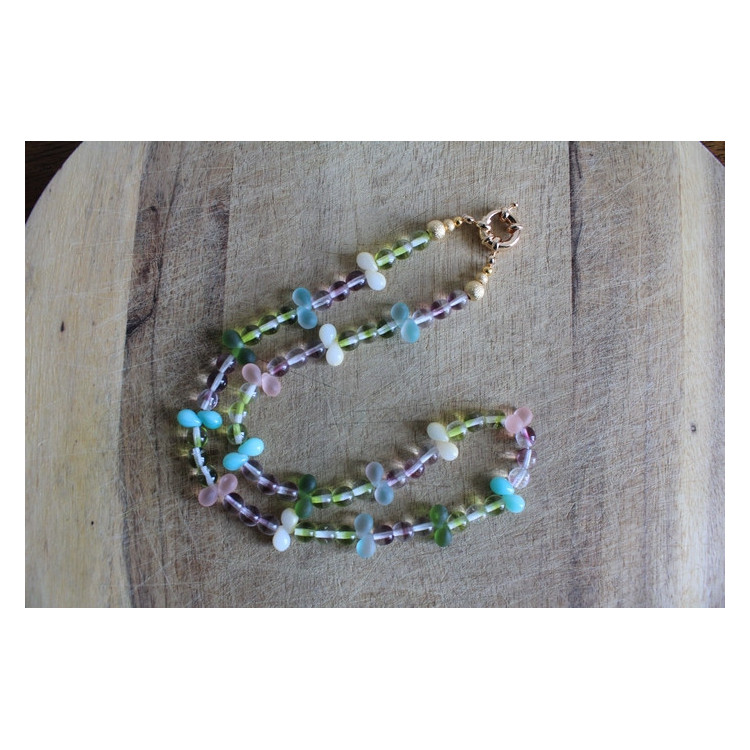 Nouvelle collection Primavera - Collier Frida turquoise et rose