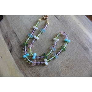 Nouvelle collection Primavera - Collier Frida turquoise et rose
