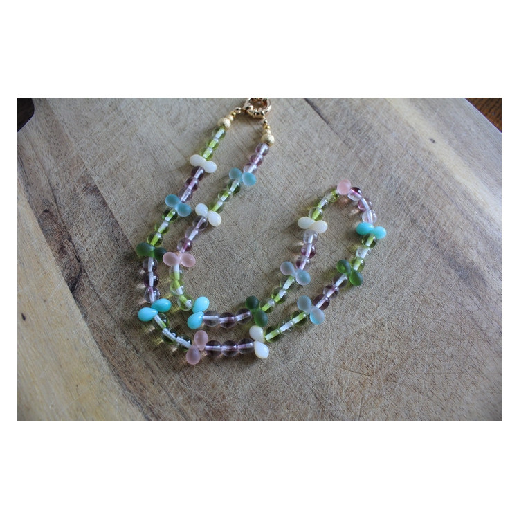 Nouvelle collection Primavera - Collier Frida turquoise et rose