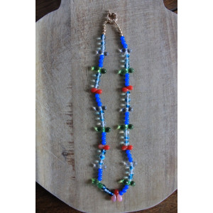 Nouvelle collection Primavera - Collier Frida bleu et rouge