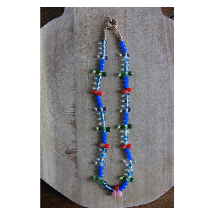 Nouvelle collection Primavera - Collier Frida bleu et rouge