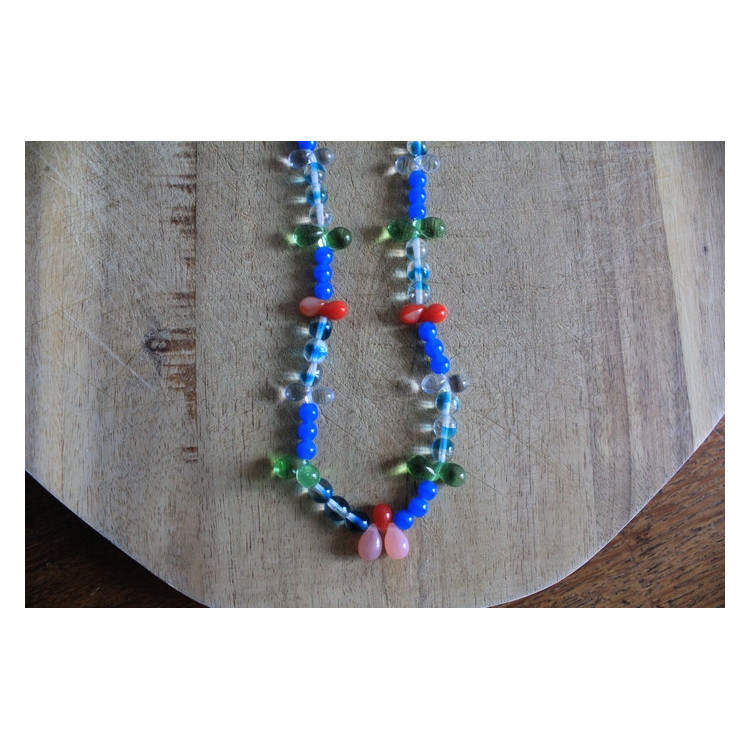 Nouvelle collection Primavera - Collier Frida bleu et rouge