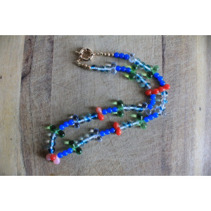 Nouvelle collection Primavera - Collier Frida bleu et rouge