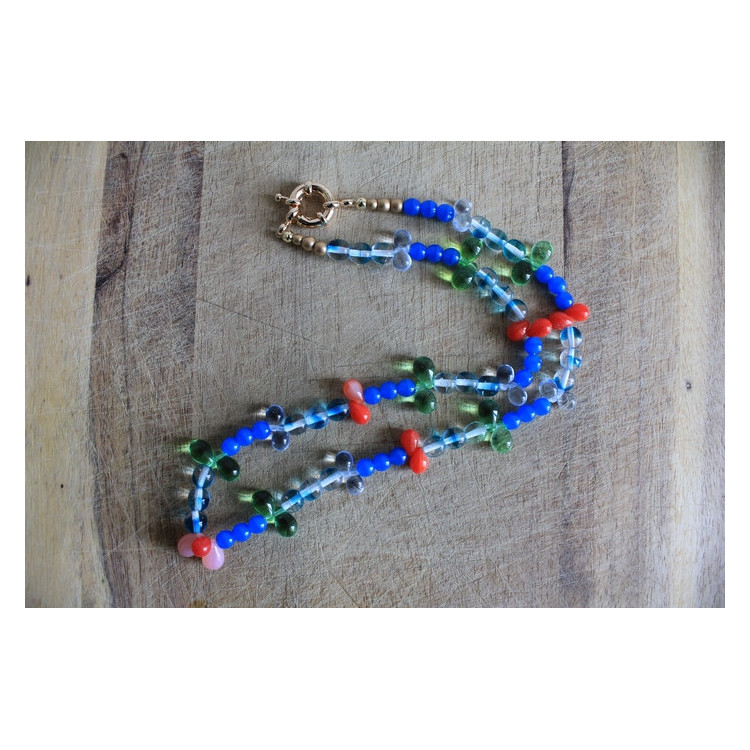 Nouvelle collection Primavera - Collier Frida bleu et rouge