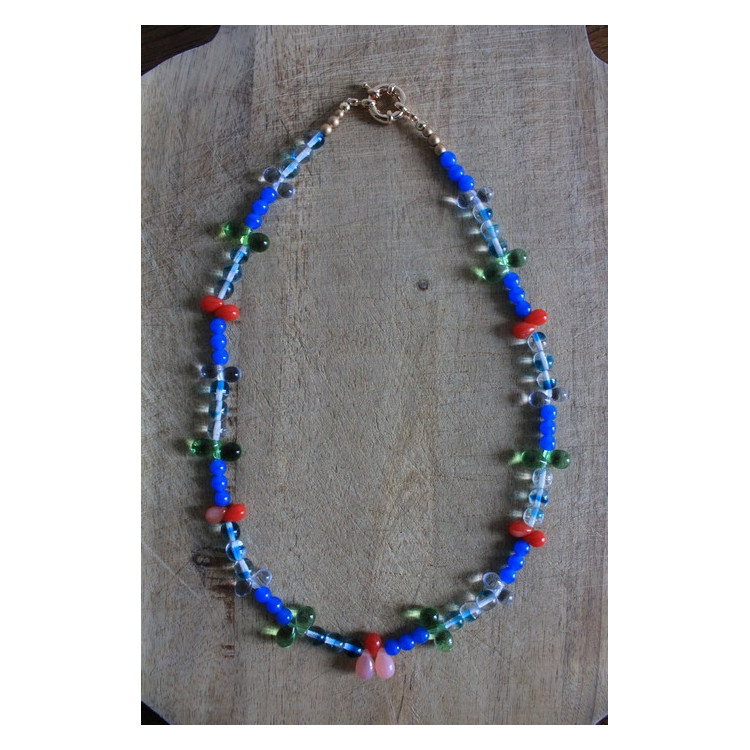 Nouvelle collection Primavera - Collier Frida bleu et rouge