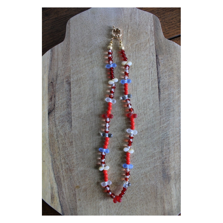 Nouvelle collection Primavera - Collier Frida rouge et bleu clair