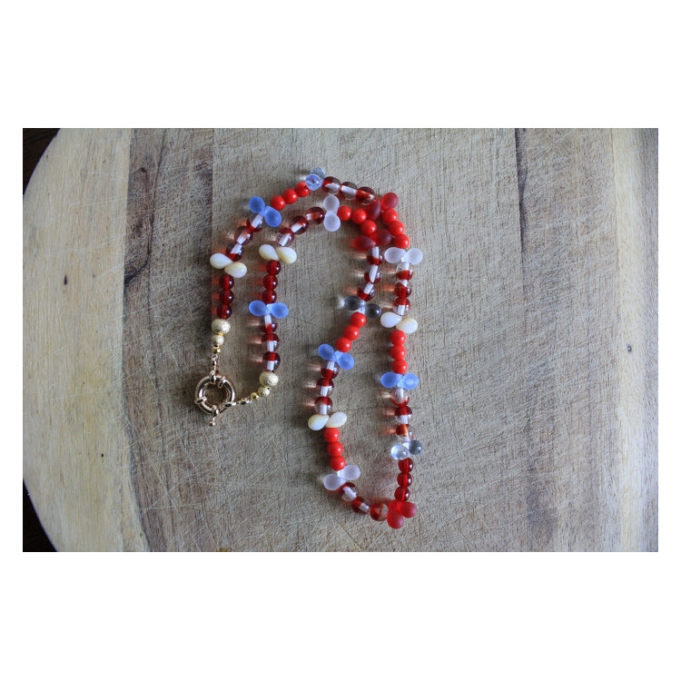 Nouvelle collection Primavera - Collier Frida rouge et bleu clair