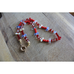 Nouvelle collection Primavera - Collier Frida rouge et bleu clair