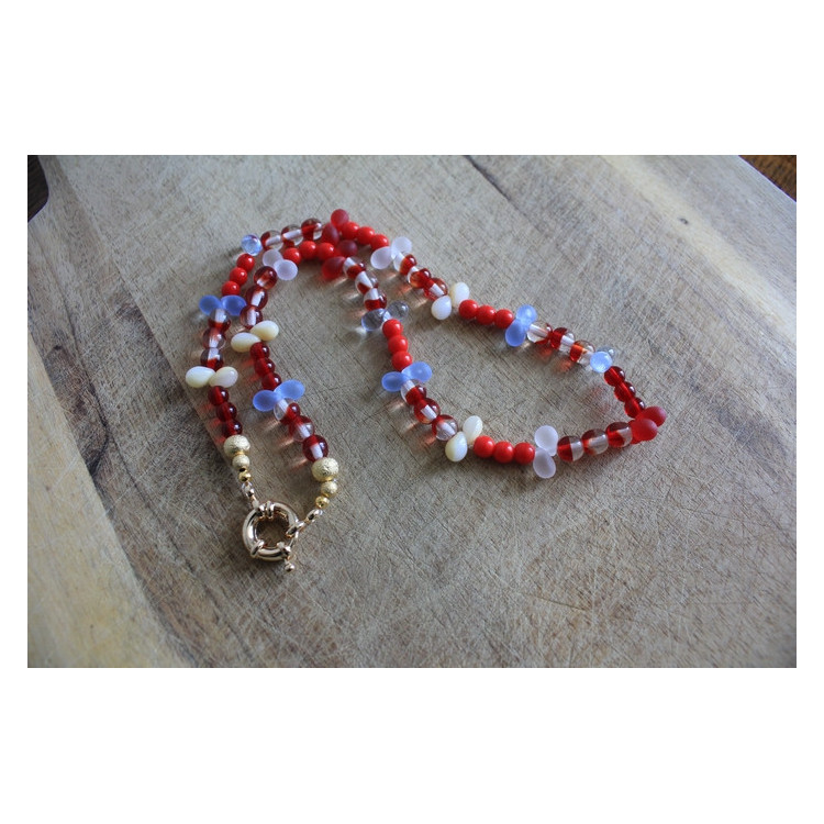 Nouvelle collection Primavera - Collier Frida rouge et bleu clair