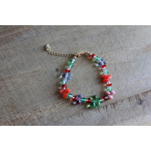 Nouvelle collection Primavera - Bracelet Flora vert, rouge et mauve
