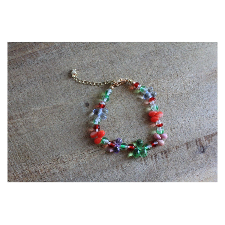 Nouvelle collection Primavera - Bracelet Flora vert, rouge et mauve