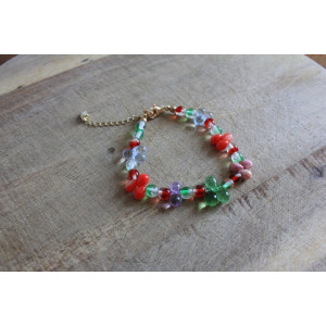 Nouvelle collection Primavera - Bracelet Flora vert, rouge et mauve