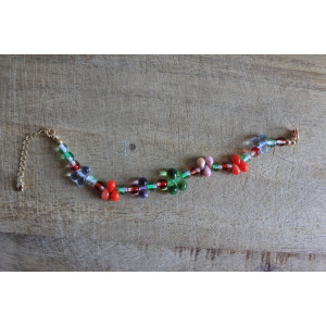 Nouvelle collection Primavera - Bracelet Flora vert, rouge et mauve