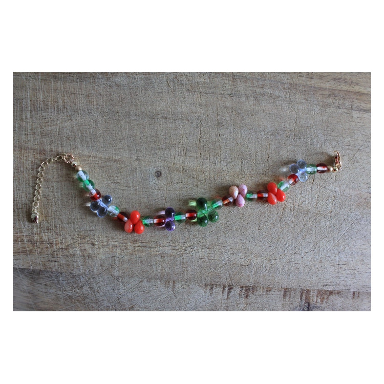 Nouvelle collection Primavera - Bracelet Flora vert, rouge et mauve