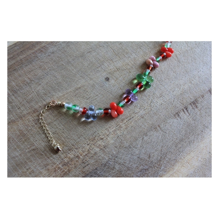 Nouvelle collection Primavera - Bracelet Flora vert, rouge et mauve