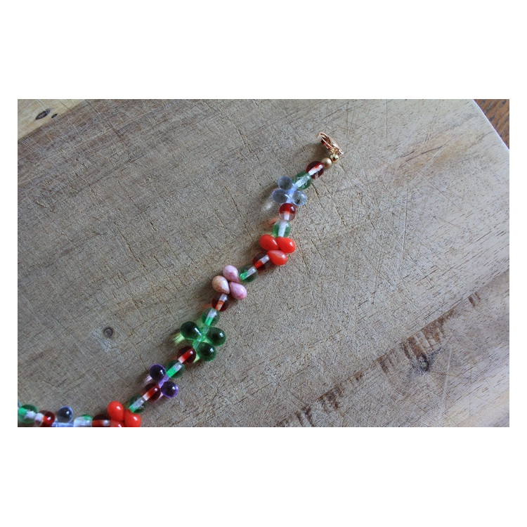 Nouvelle collection Primavera - Bracelet Flora vert, rouge et mauve
