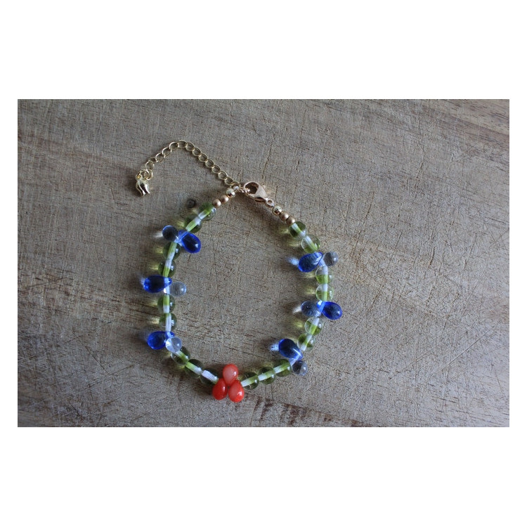 Nouvelle collection Primavera - Bracelet flora vert et bleu