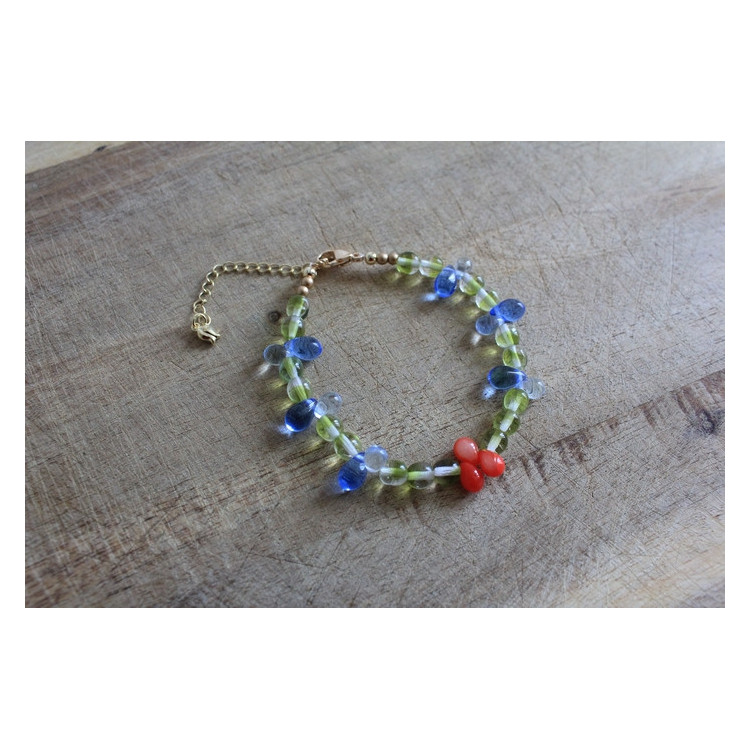 Nouvelle collection Primavera - Bracelet flora vert et bleu