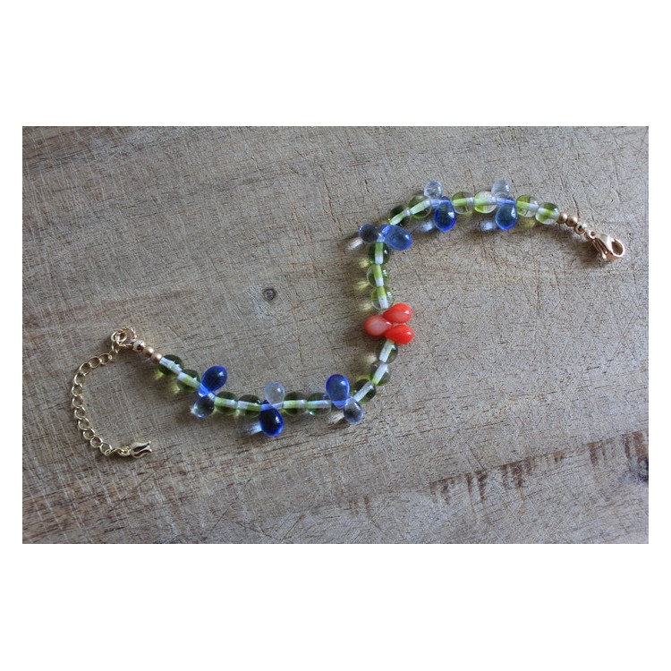 Nouvelle collection Primavera - Bracelet flora vert et bleu