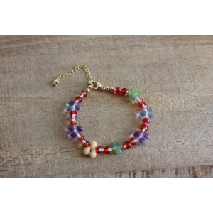 Nouvelle collection Primavera - Bracelet Flora rouge et mauve
