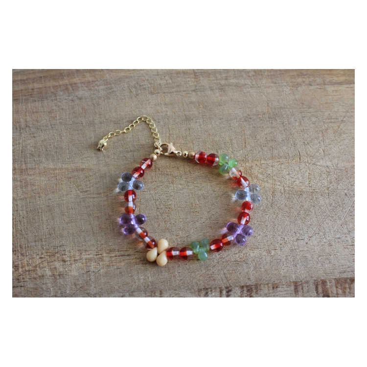 Nouvelle collection Primavera - Bracelet Flora rouge et mauve