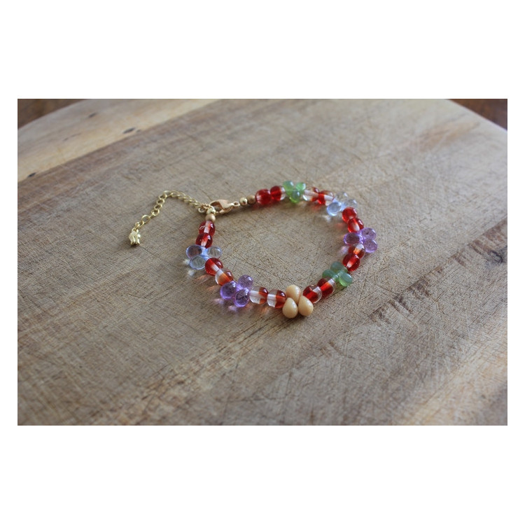 Nouvelle collection Primavera - Bracelet Flora rouge et mauve