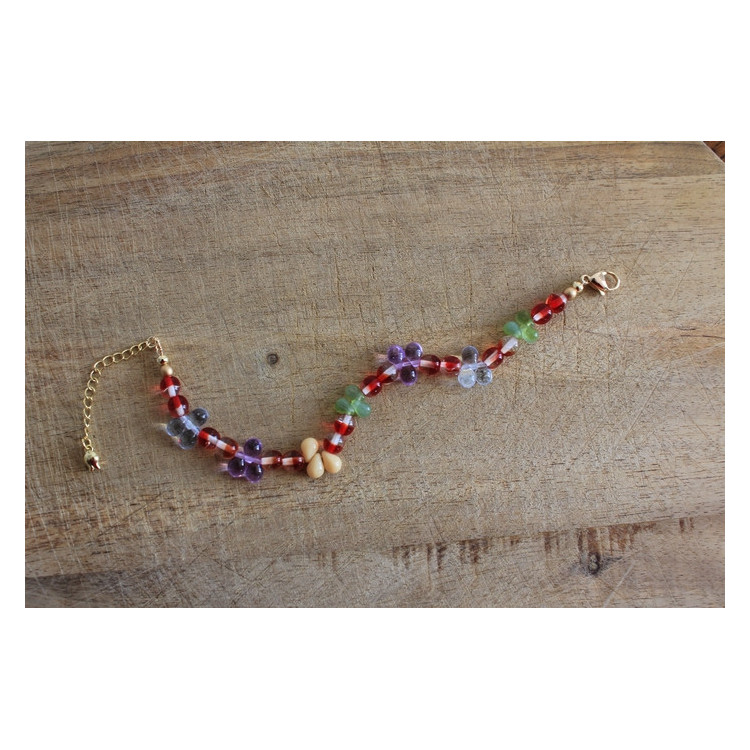 Nouvelle collection Primavera - Bracelet Flora rouge et mauve