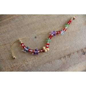 Nouvelle collection Primavera - Bracelet Flora rouge et mauve